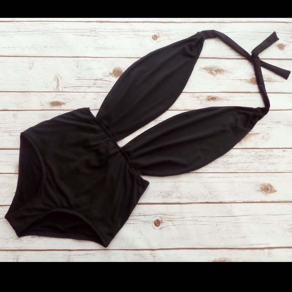 Black sexy one piece swimsuit
